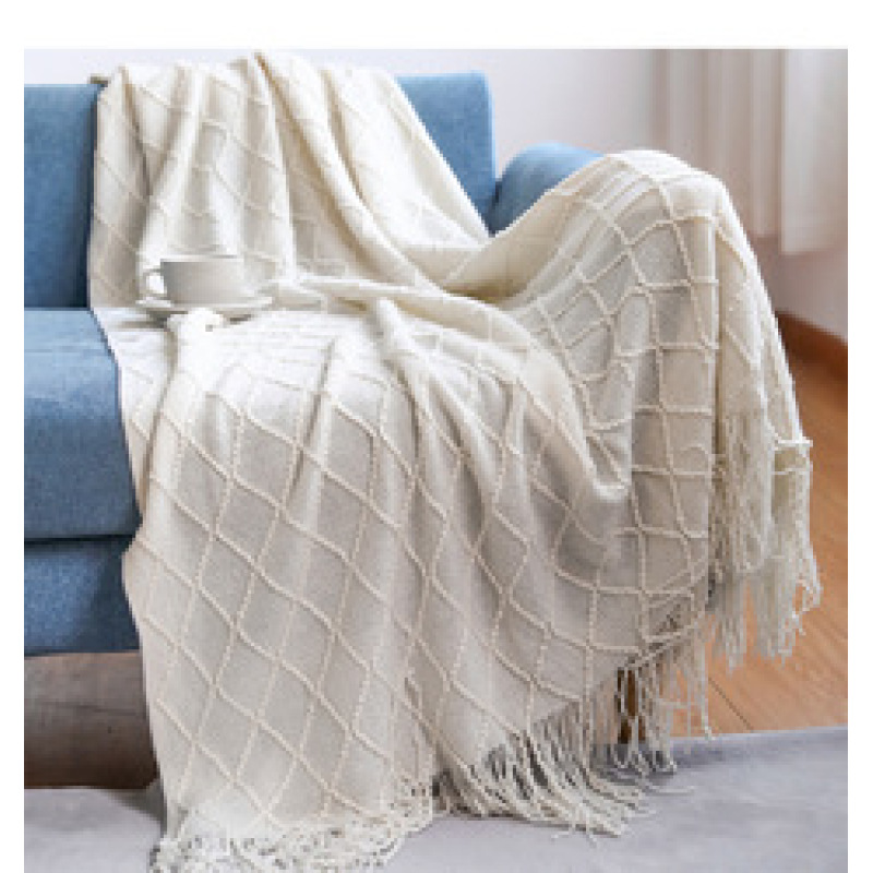 Nordic Knitted Blanket ,Throw Blanket With Tassels Travel TV Nap  Air Condition Blankets Bed Decorative/