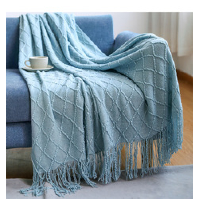 Nordic Knitted Blanket ,Throw Blanket With Tassels Travel TV Nap  Air Condition Blankets Bed Decorative/