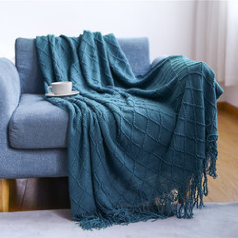 Nordic Knitted Blanket ,Throw Blanket With Tassels Travel TV Nap  Air Condition Blankets Bed Decorative/