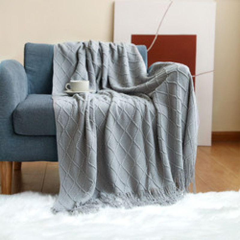 Nordic Knitted Blanket ,Throw Blanket With Tassels Travel TV Nap  Air Condition Blankets Bed Decorative/