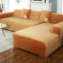 Velvet Plush L Shaped Sofa Cover for Living Room Elastic Furniture Couch Slipcover Chaise Longue Corner Sofa Cover Stretch