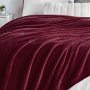 Burgundy Throw Flannel Winter Warm Blanket For Living Room Bed Velvet Blanket/