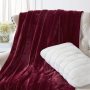 Burgundy Throw Flannel Winter Warm Blanket For Living Room Bed Velvet Blanket/