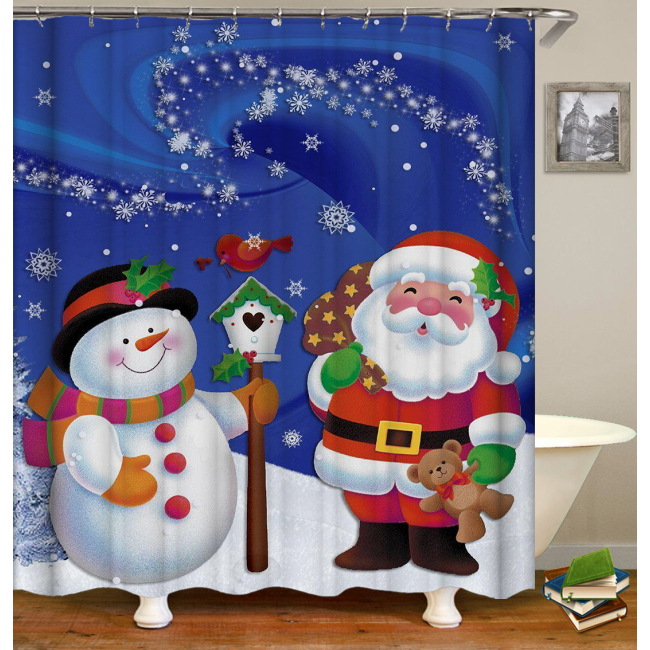 Drop Shipping Christmas Shower Curtain Cloth Fabric Bathroom Decor Waterproof Shower Curtain/