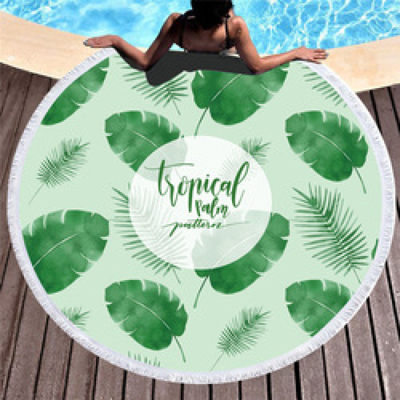 Custom Microfiber Beach Towel, Round Print Swimming Towel, Quick Dry Tassel Beach Towel#