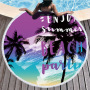 Custom Microfiber Beach Towel, Round Print Swimming Towel, Quick Dry Tassel Beach Towel#