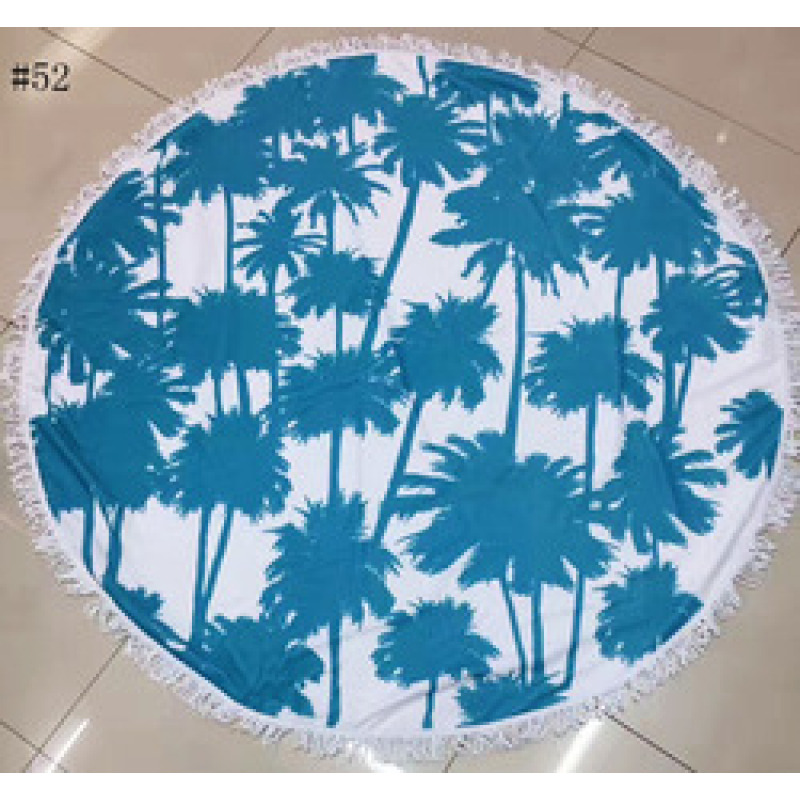 Custom Microfiber Beach Towel, Round Print Swimming Towel, Quick Dry Tassel Beach Towel#