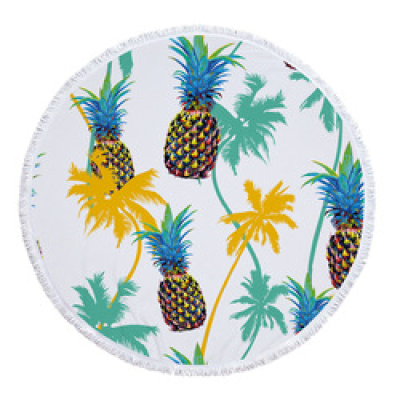 Custom Microfiber Beach Towel, Round Print Swimming Towel, Quick Dry Tassel Beach Towel#