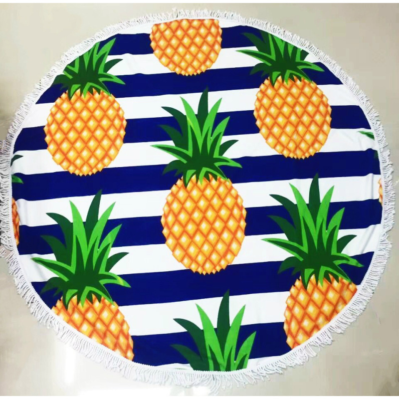 Custom Microfiber Beach Towel, Round Print Swimming Towel, Quick Dry Tassel Beach Towel#