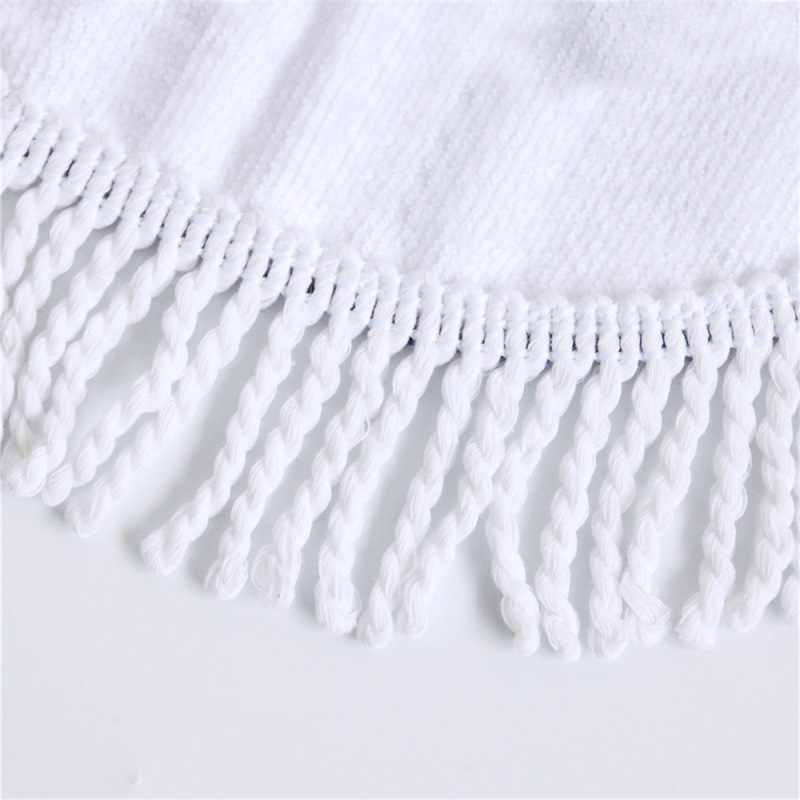 Custom Microfiber Beach Towel, Round Print Swimming Towel, Quick Dry Tassel Beach Towel#