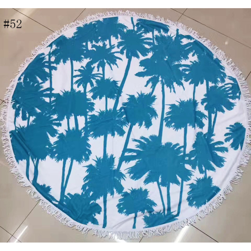 Custom Microfiber Beach Towel, Round Print Swimming Towel, Quick Dry Tassel Beach Towel#
