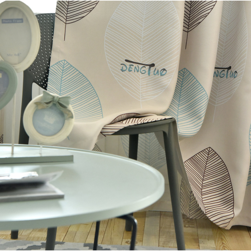 Cheap Leaf Printed Curtains, Curtain Designed For Bedroom And Living Room#