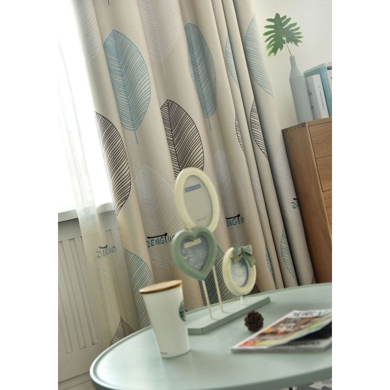 Cheap Leaf Printed Curtains, Curtain Designed For Bedroom And Living Room#