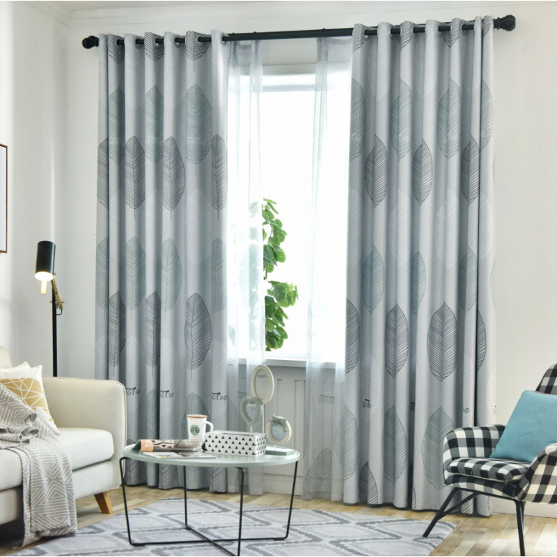 Cheap Leaf Printed Curtains, Curtain Designed For Bedroom And Living Room#