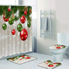 Ready Made Fabric Shower Curtains, Sample Cheap 4Pc Custom Christmas Truck Shower Curtain#