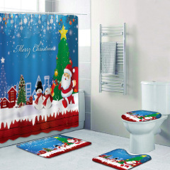 Ready Made Fabric Shower Curtains, Sample Cheap 4Pc Custom Christmas Truck Shower Curtain#
