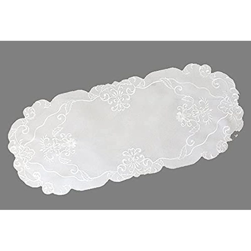 Wholesale Doilies Round or Oval Plain White Embroidered with Flowers and Tendrils Table Cloth For Kitchen Living Room