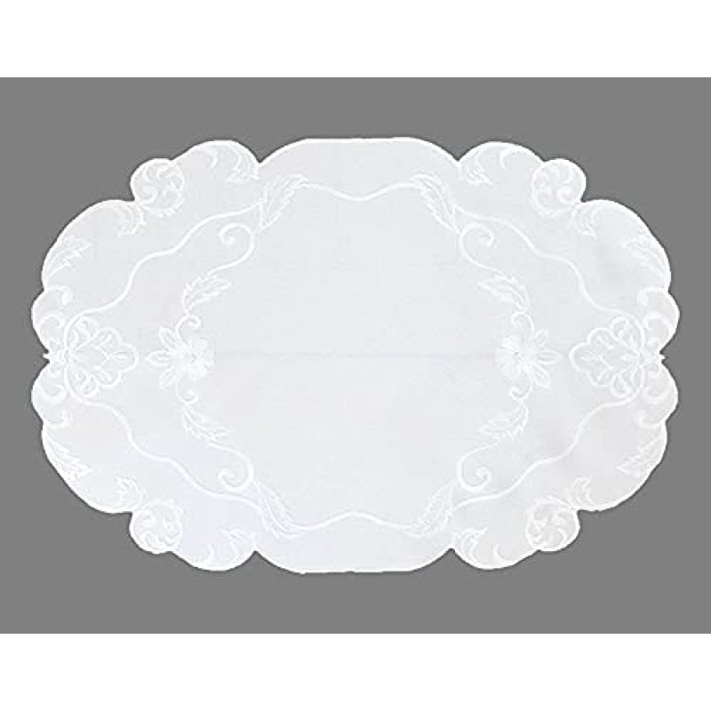 Wholesale Doilies Round or Oval Plain White Embroidered with Flowers and Tendrils Table Cloth For Kitchen Living Room