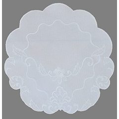 Wholesale Doilies Round or Oval Plain White Embroidered with Flowers and Tendrils Table Cloth For Kitchen Living Room