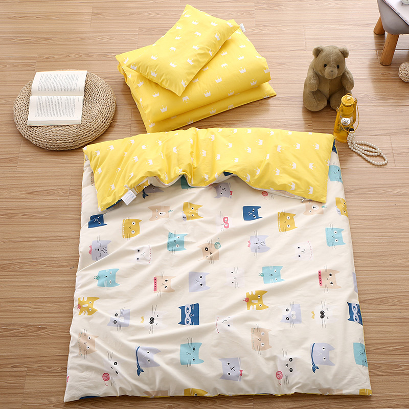 Cotton 3pcs/set Quilt For Kindergarten Children Cartoon Quilt Cover Bed Sheets Bedding Set/