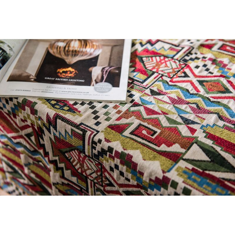 Color jacquard tablecloth double-sided pattern thick tablecloth geometric boho style/