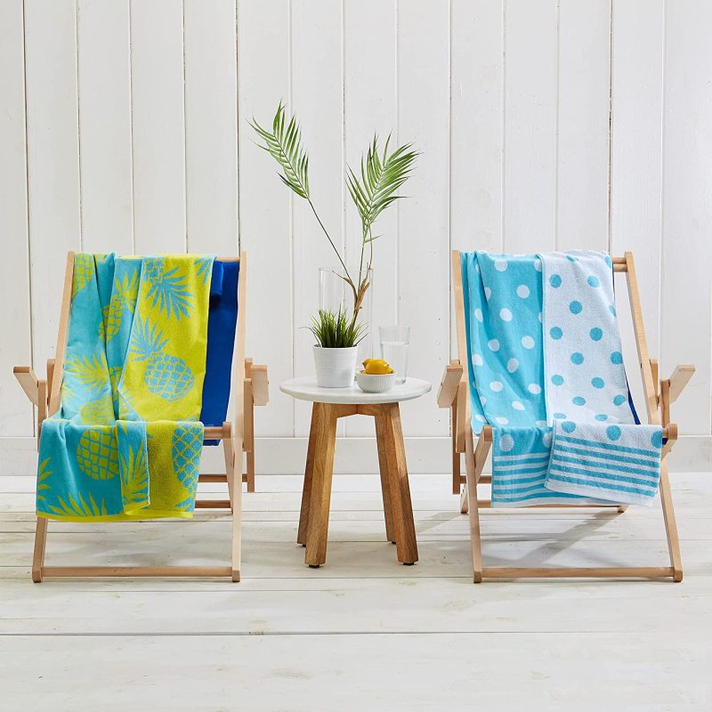 100% cotton jacquard beach towel. Soft water-absorbing quick-drying towel set/