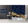 Marble Shower Curtain for Bathroom Abstract Navy Blue Gold Pattern Texture Luxury Art Home Bathtubs Set with 12 Hooks Easy Care