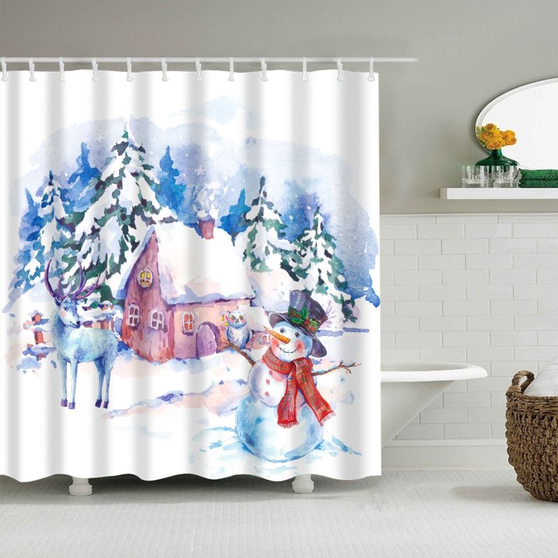 Grey Fabric Shower Curtain, Waterproof Design and Polyester, Quick-Drying, Weighted Hem, Shower Curtains Set for Bathroom W 72 x