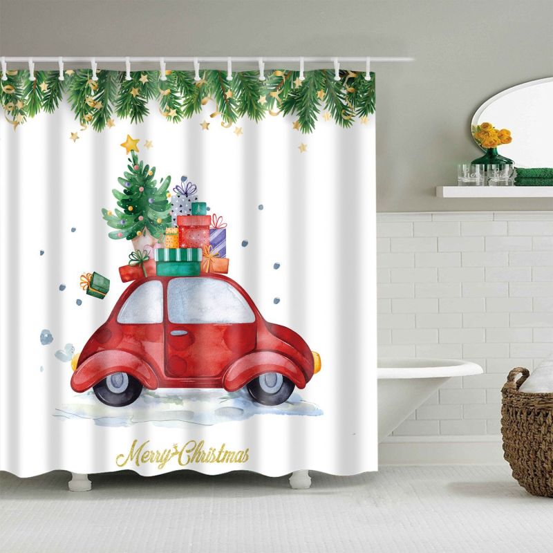 Grey Fabric Shower Curtain, Waterproof Design and Polyester, Quick-Drying, Weighted Hem, Shower Curtains Set for Bathroom W 72 x