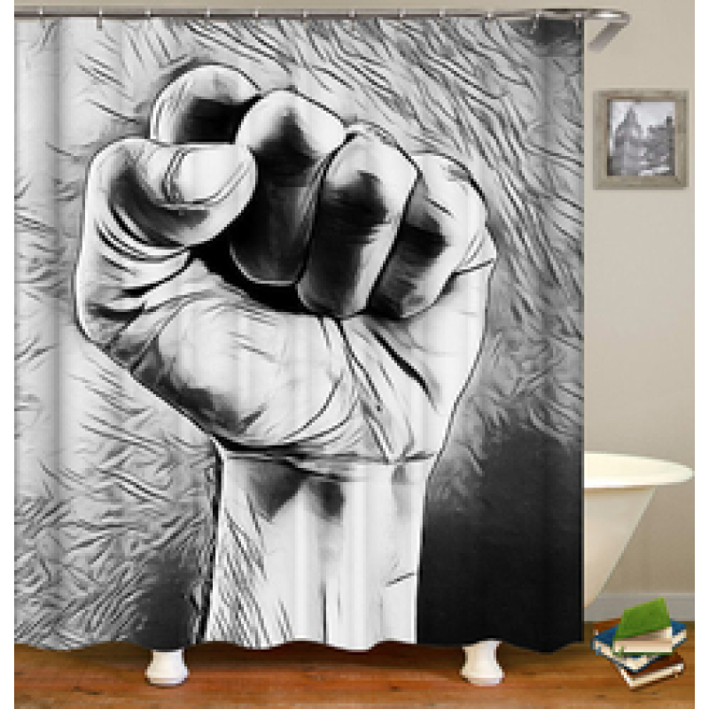 Grey Fabric Shower Curtain, Waterproof Design and Polyester, Quick-Drying, Weighted Hem, Shower Curtains Set for Bathroom W 72 x