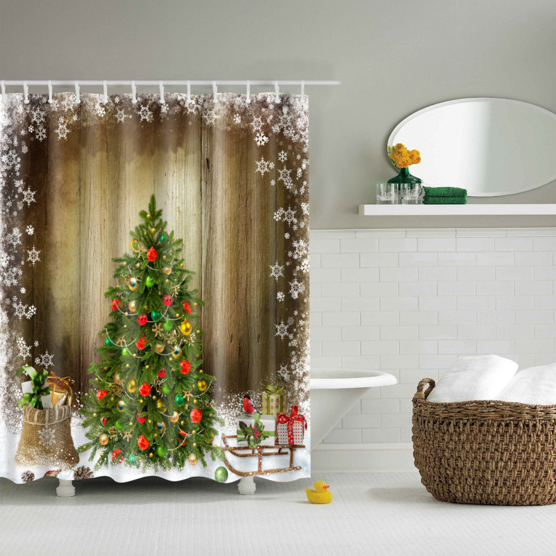 Grey Fabric Shower Curtain, Waterproof Design and Polyester, Quick-Drying, Weighted Hem, Shower Curtains Set for Bathroom W 72 x