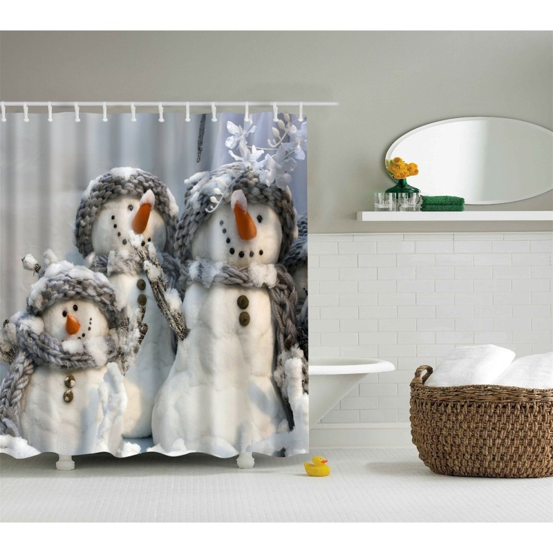 Grey Fabric Shower Curtain, Waterproof Design and Polyester, Quick-Drying, Weighted Hem, Shower Curtains Set for Bathroom W 72 x