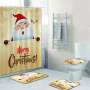 Wholesale Thick Large Bathroom Rug And Shower Curtain, Sample White Christmas Shower Curtain Set#