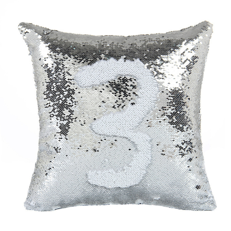 Handmade Mermaid Sequin Pillow Cover Cushion, White And Gold Pillows Home Decor Cushion/