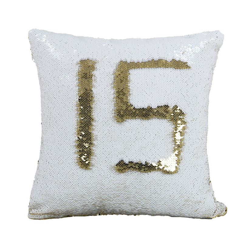 Handmade Mermaid Sequin Pillow Cover Cushion, White And Gold Pillows Home Decor Cushion/