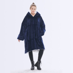 Winter Soft Warm Wearable Hooded Blanket Plush Outdoor Hoodie Flannel Sherpa Fleece Blankets with Sleeve Microfiber Airplane GRS