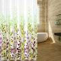 Multicolored Flowers White Thickened Mildew Waterproof Bathroom Fresh Shower Curtain
