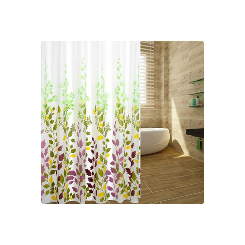 Multicolored Flowers White Thickened Mildew Waterproof Bathroom Fresh Shower Curtain