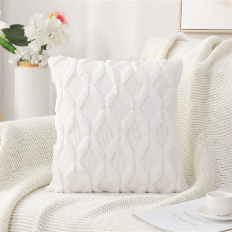 Cheap rabbit fur  plush pillowcase, solid color sofa cushion cover for sofa/