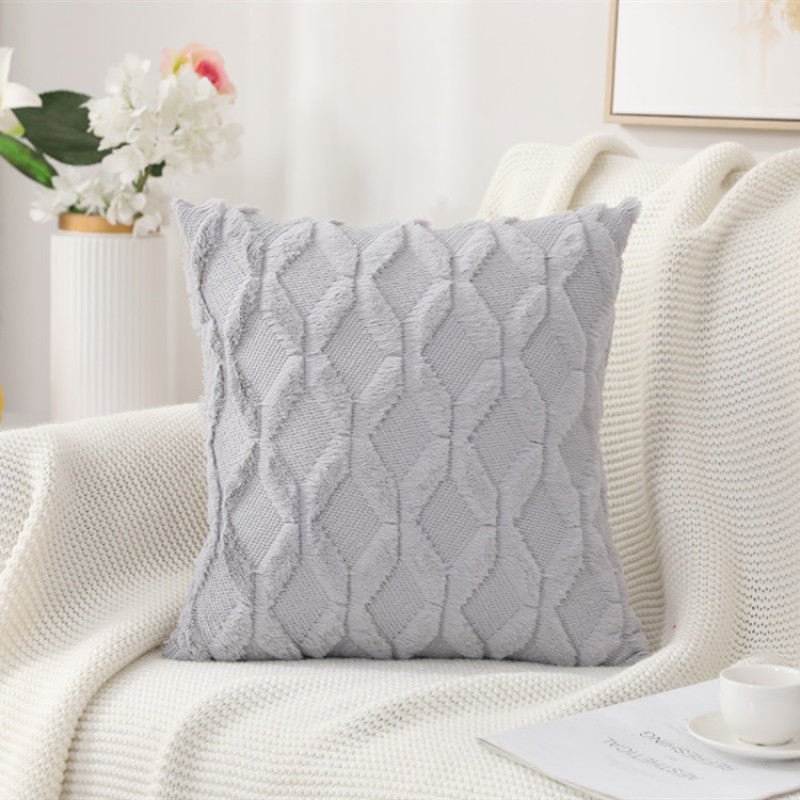 Cheap rabbit fur  plush pillowcase, solid color sofa cushion cover for sofa/