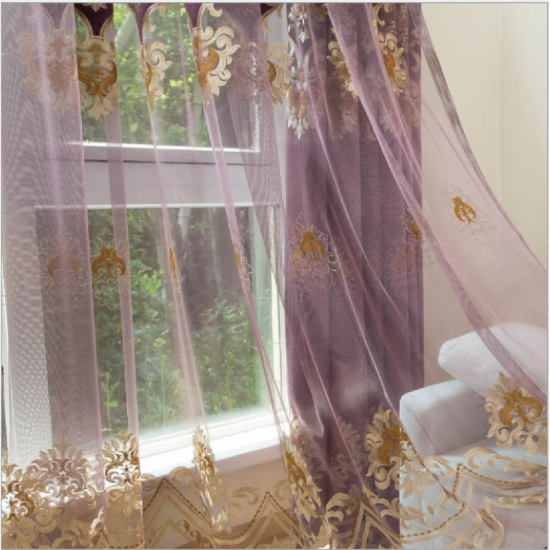 Amazon top seller 2019 ready made church curtain, Contener home embroidered sheer fabric curtain panel%