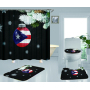 Clear 4 Pieces Bathroom Rug And Shower Curtain, Famous Kids Puerto Rico Flag Shower Curtain Set#