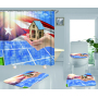 Clear 4 Pieces Bathroom Rug And Shower Curtain, Famous Kids Puerto Rico Flag Shower Curtain Set#