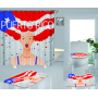 Clear 4 Pieces Bathroom Rug And Shower Curtain, Famous Kids Puerto Rico Flag Shower Curtain Set#