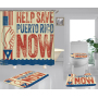Clear 4 Pieces Bathroom Rug And Shower Curtain, Famous Kids Puerto Rico Flag Shower Curtain Set#