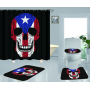 Clear 4 Pieces Bathroom Rug And Shower Curtain, Famous Kids Puerto Rico Flag Shower Curtain Set#