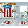 Clear 4 Pieces Bathroom Rug And Shower Curtain, Famous Kids Puerto Rico Flag Shower Curtain Set#