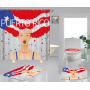 Clear 4 Pieces Bathroom Rug And Shower Curtain, Famous Kids Puerto Rico Flag Shower Curtain Set#