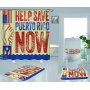 Clear 4 Pieces Bathroom Rug And Shower Curtain, Famous Kids Puerto Rico Flag Shower Curtain Set#
