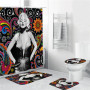 4 piece bathroom fabric shower curtain set, bathroom rug and shower/